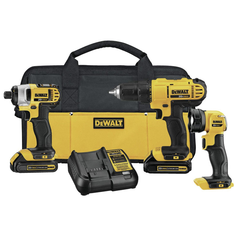 DEWALT, 20V MAX, 2 TALADROS, UNA LUZ, EN UN ESTUCHE DE TRABAJO (DCKTS340C2)