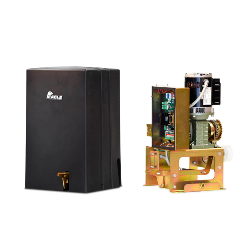 OPERADOR DE PUERTA DESLIZANTE RESIDENCIAL DE 1/2 HP CON LIBERACIÓN DE PIE CON RECEPTOR EAGLE CHROME Y OJO FOTOGRÁFICO MONITORADO EG360 INCLUIDO
