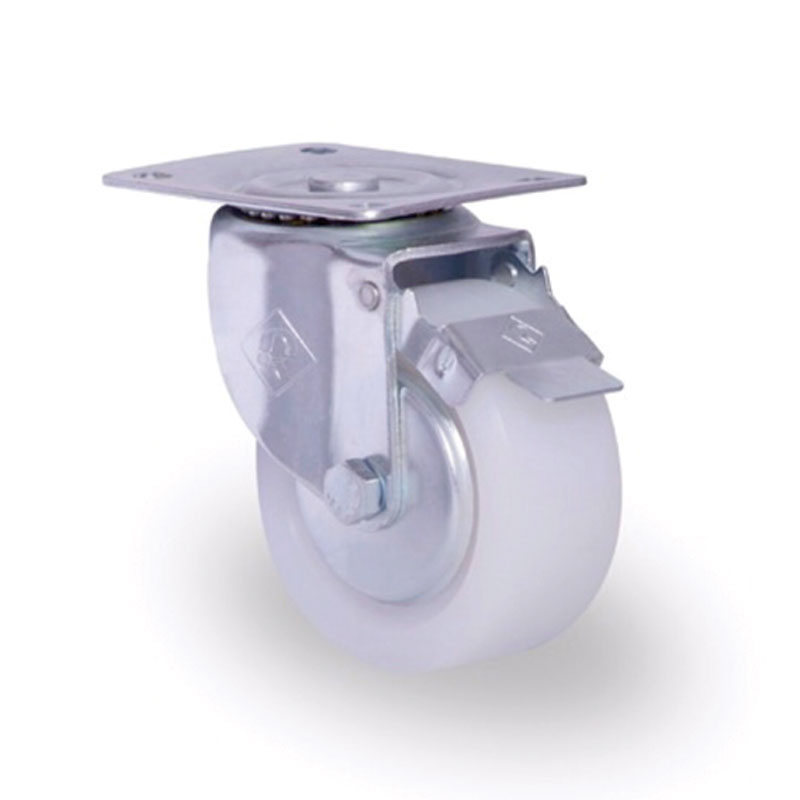 RUEDA GIRATORIA DE POLIETILENO BLANCO 4" CON FRENO (ASHRO-0060)