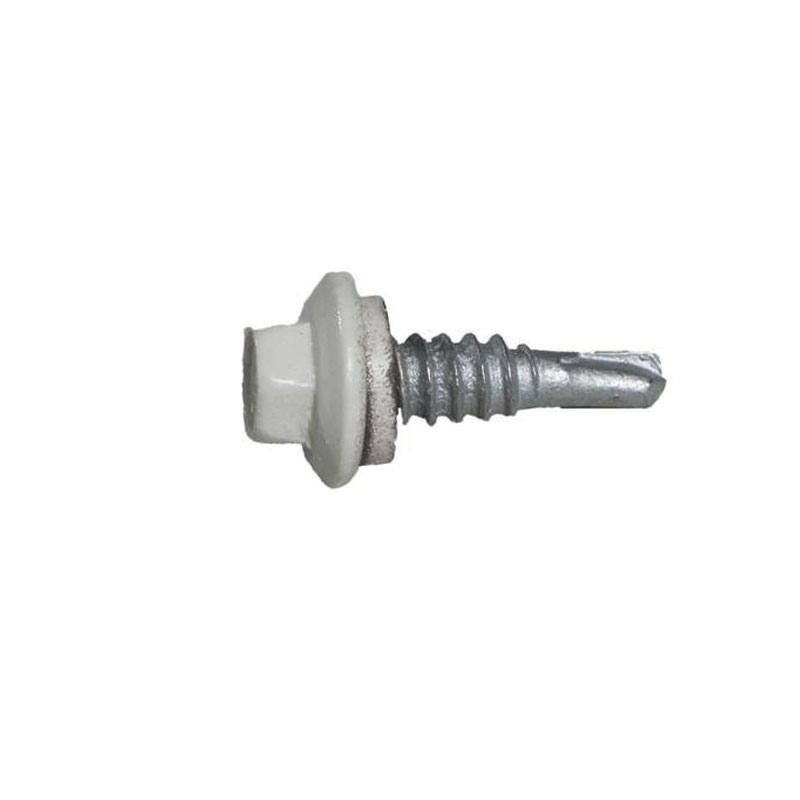 SLF DRL SCREW HEX W/WASHER 12" X 1" POLAR WHITE