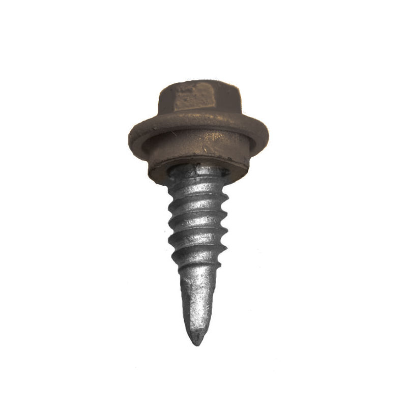 SLF DRL SCREW HEX W/WASHER # 10 X 1-1/2" COCOA BROWN