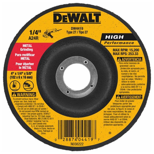 DISCO DEWALT PARA CORTE DE TUBO 4 1/2" X 1/8" X 7/8" (DW8434)