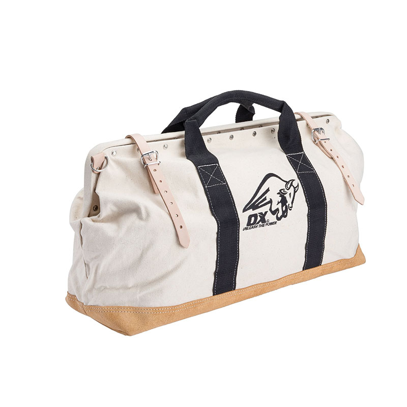 PRO 24" CANVAZ MASON BAG WITH LEATHER BOTTOM- NYLON GANDLES (OX-P262924)