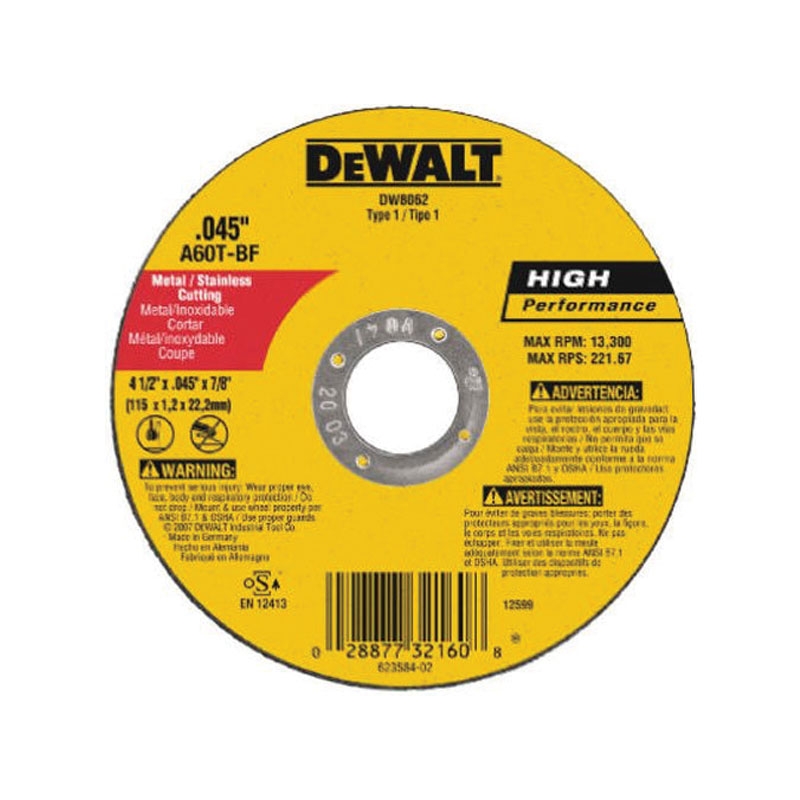 METAL THIN CUTOFF WHEEL 4-1/2" X .045" X 7/8" (DW8062 Z)