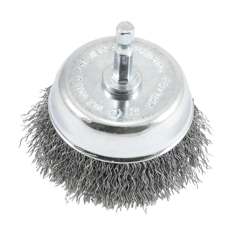 CEPILLO COPA DE ALAMBRE ONDULADO CON 1/4 "VÃSTAGO HEXAGONAL 3" X 1/4" HEX  .012" 72731