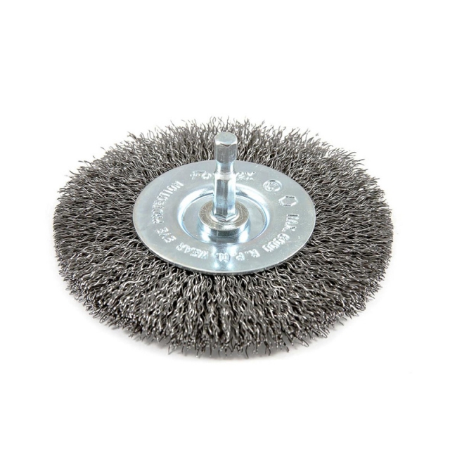 CEPILLO DE ALAMBRE ONDULADO CON 1/4 "VÁSTAGO HEXAGONAL 4" X 1/4" HEX  .012" 72739