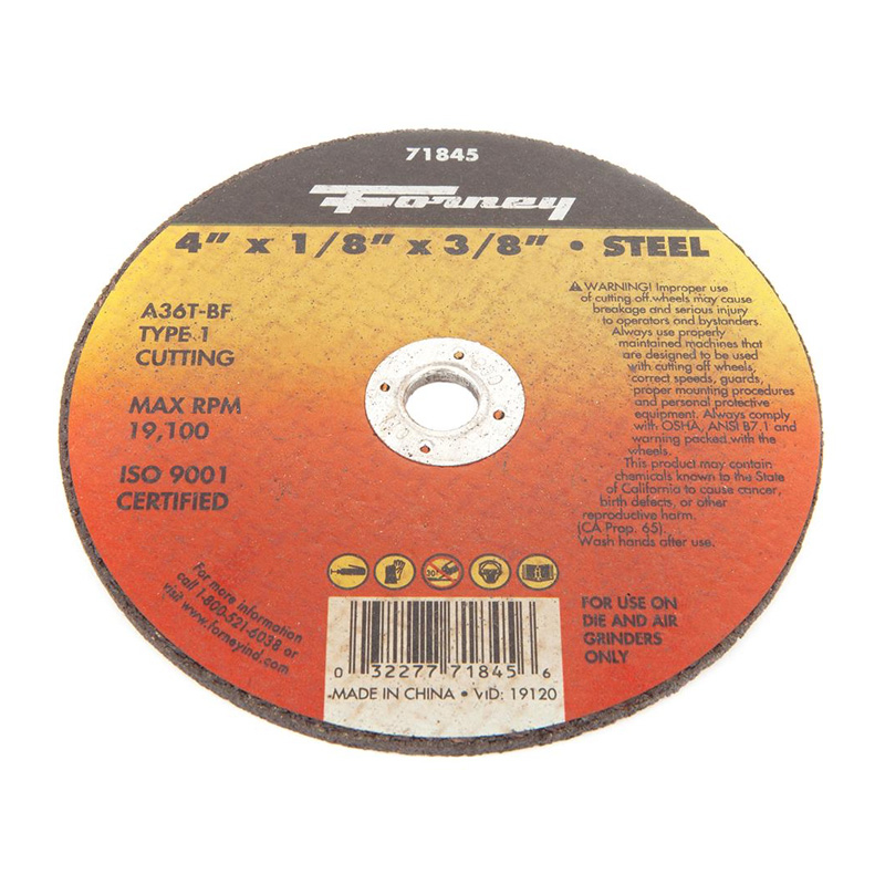 TYPE 1 STEEL CUTTING WHEEL 4" X 1/8" X 3/8" A36T-BF (71845)