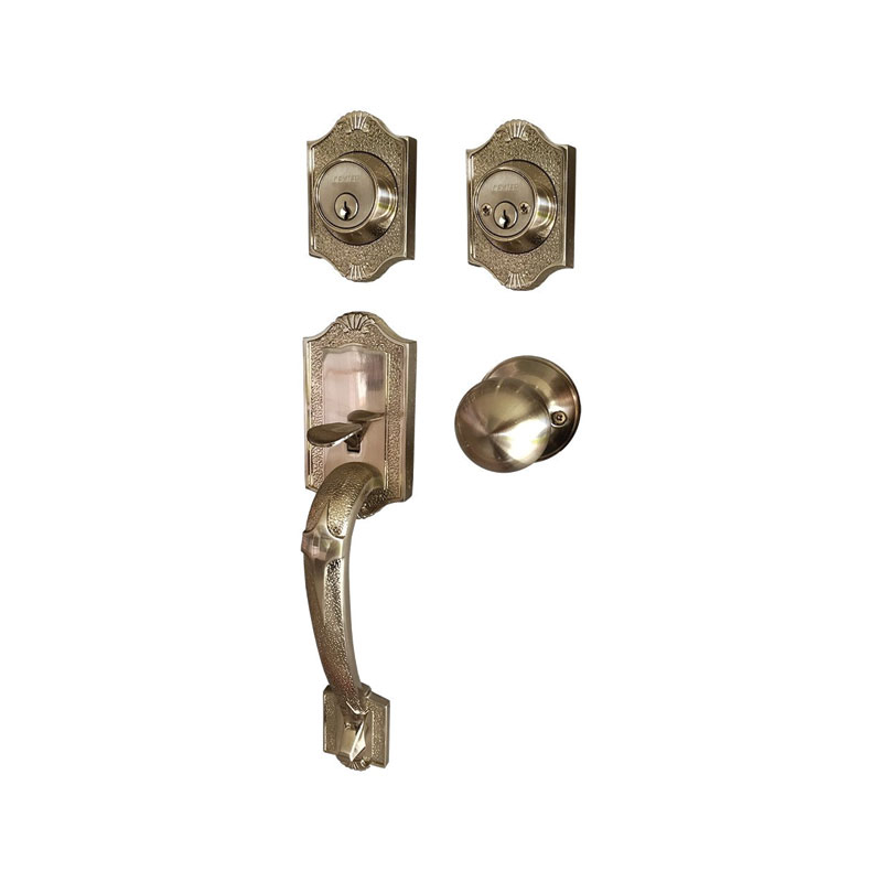 LOCK ENTRANCE HANDLE SET DEXTER GENOVA ANTIQUE BRASS (4188)