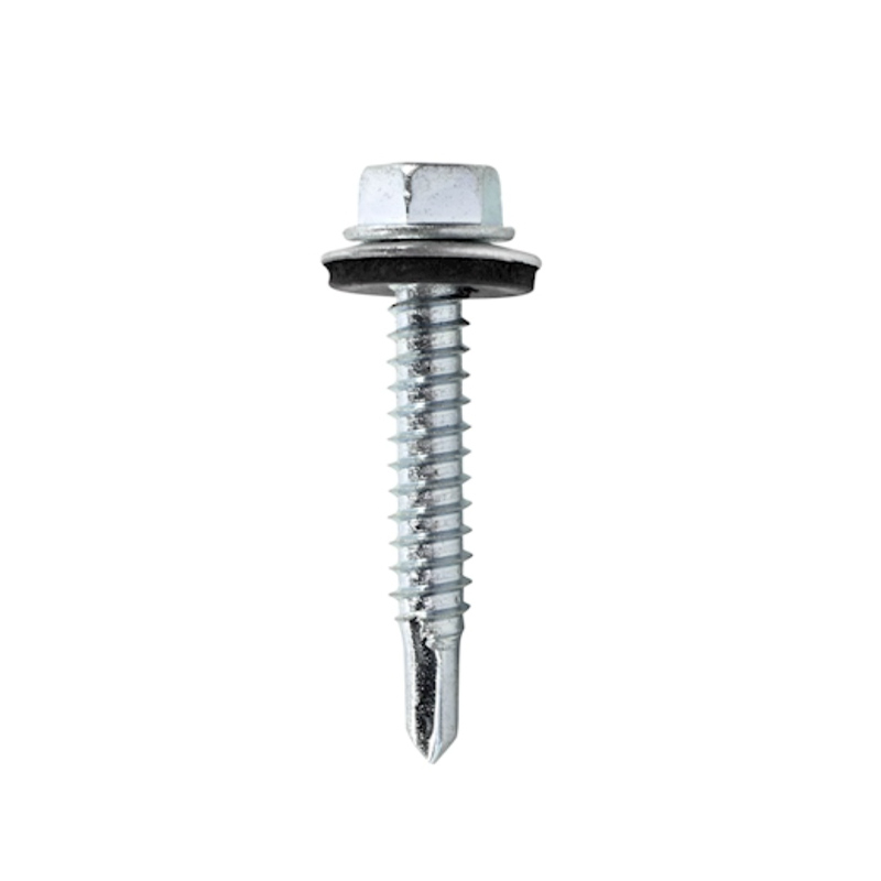 TORNILLO AUTOTALADRANTE DE CABEZA HEXAGONAL DE ACERO CON ARANDELA DE SELLADO COLOR 12-14 X 2 1/2