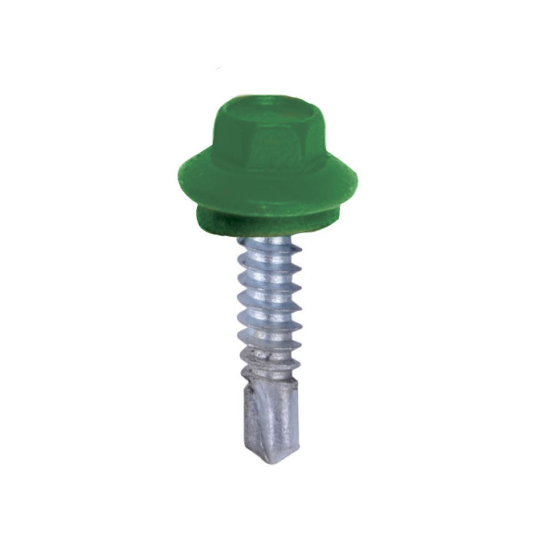 SLF DRL SCREW HEX W/WASHER # 14 X 7/8" EVERGREEN