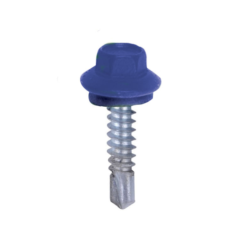 SLF DRL SCREW HEX W/WASHER # 12 X 1" ROYAL BLUE