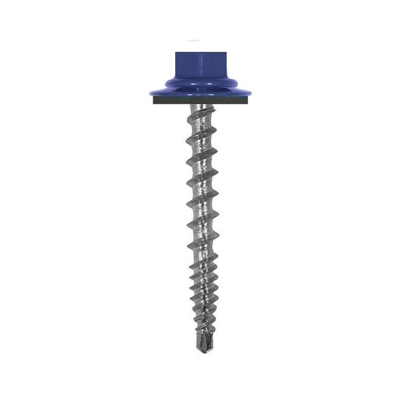 SLF DRL SCREW HEX W/WASHER # 10 X 1-1/2" ROYAL BLUE