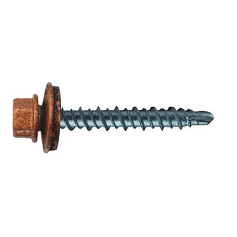 10-15 X 1-1/2 " TORNILLO PARA MADERA Y ARANDELA COLOR COBRE, CABEZA HEXAGONAL 250 PCS POR BOLSA