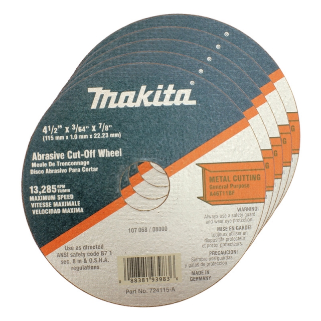 DISCO PARA CORTE INOXIDABLE 4-1/2" X 3/64" X 7/8" (724115A MAKITA)