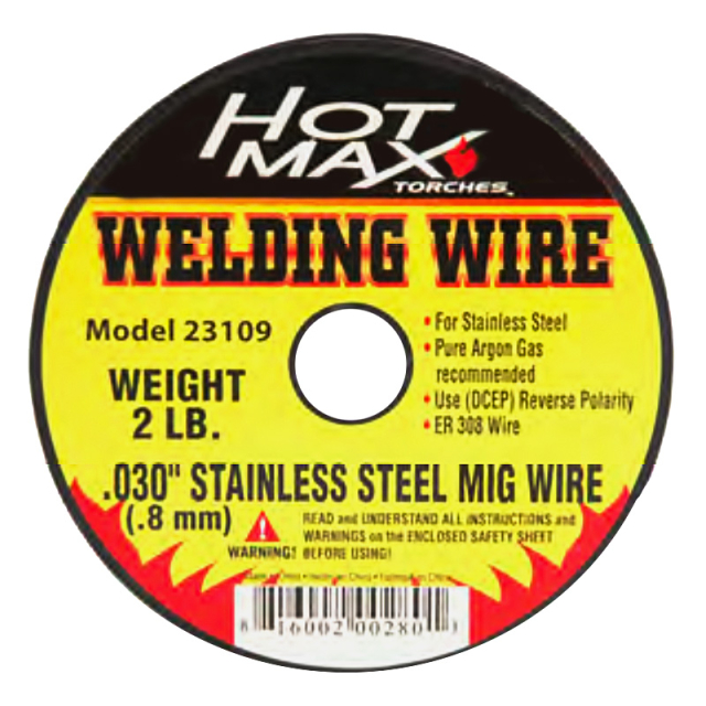 HOT MAX MIG WELDING WIRE - STANLESS STEEL, 0.030", 2 LIB (23109)