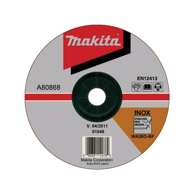 DISCO MAKITA P/DESBASTE DE INOX. 4-1/2" X 1/4" X 7/8" (A95956)