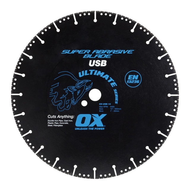 DISCO DIAMANTE OX UNIVERSAL P/METAL Y ANGULO 14", 1-20 MM