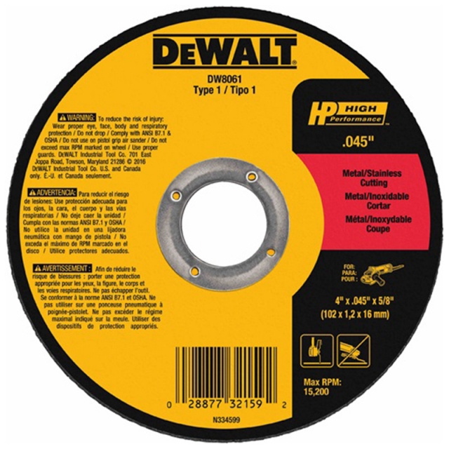 RUEDA DE CORTE FINO METAL A60T 6" X .045" X 7/8" (DW8725)