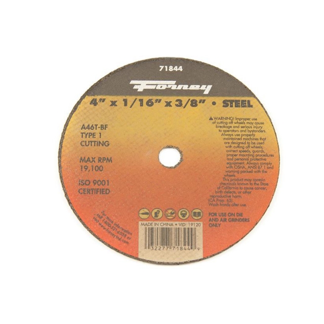 DISCO DE CORTE TIPO 1, 4 "X 1/16" X 3/8 "A46T-BF (71844)
