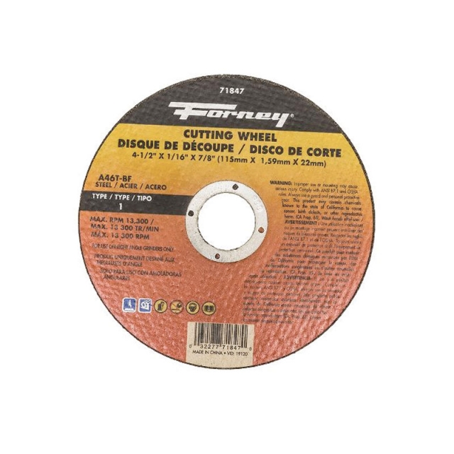 DISCO, DE CORTE TIPO 1, 4-1/2 "X 1/16" X 7/8 "A46T-BF (71847)