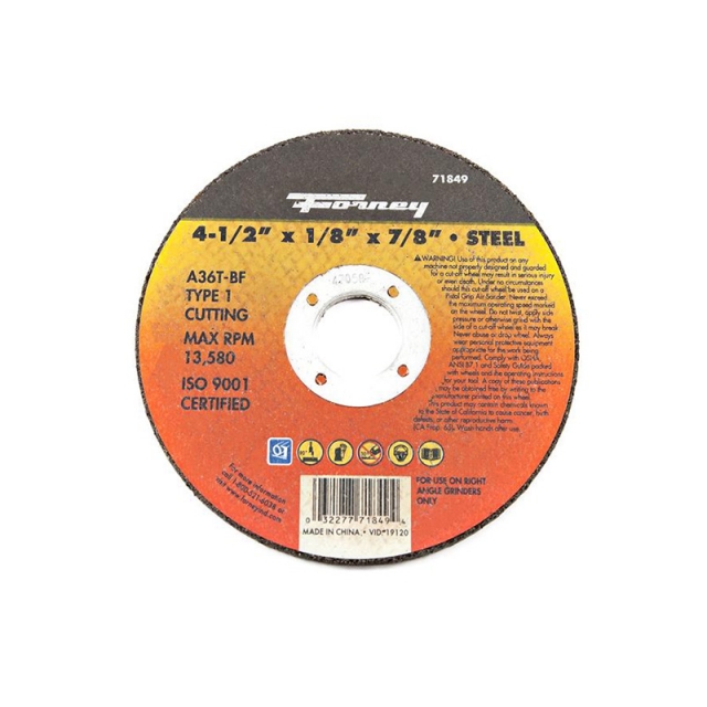 DISCO DE CORTE TIPO 1, 4-1/2 "X 1/8" X 7/8 "A36T-BF (71849)