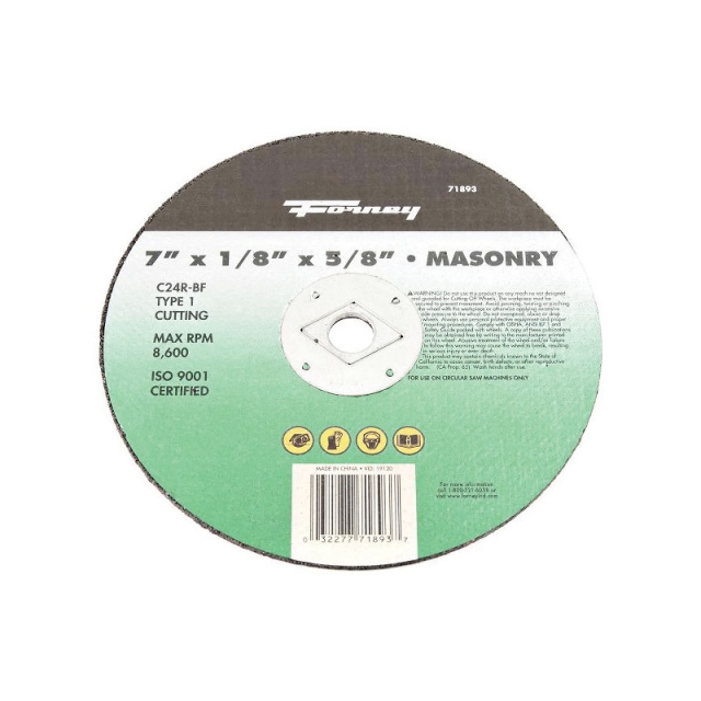 DISCO CORTE DE ALBAÑILERÍA TIPO 1, 7 "X 1/8" X 5/8 "C24R-BF (71893)
