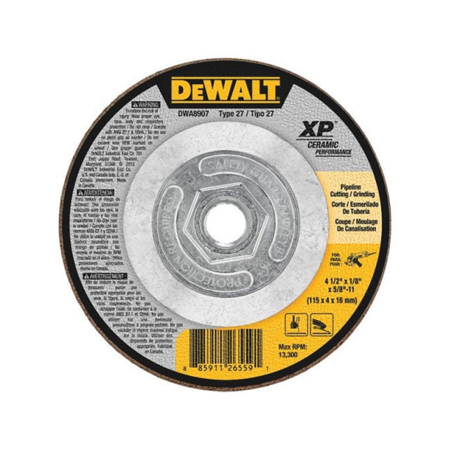 DISCO DE MOLIENDA XP METAL CERÁMICA TIPO 27 4-1/2 "X1 / 8" X5 / 8 "-11 (DWA8907)