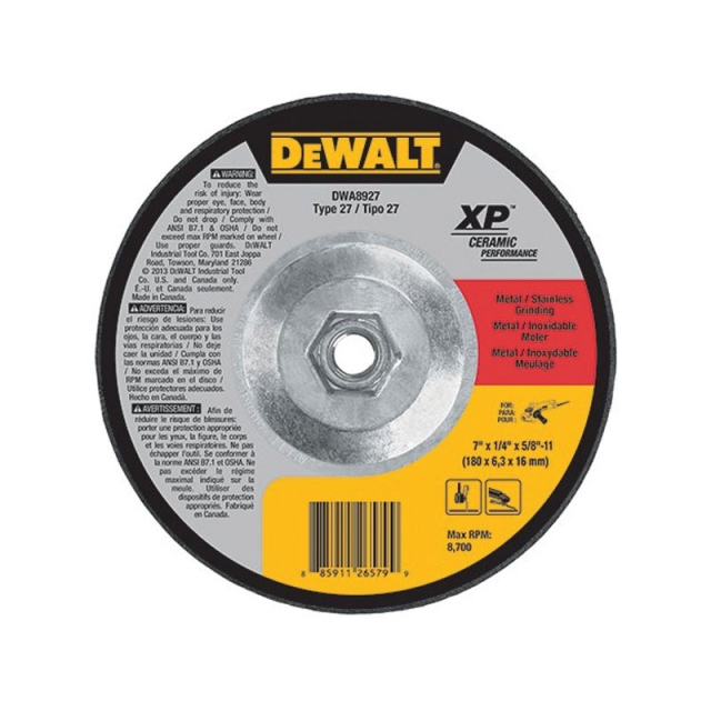 DISCO ABRASIVO DE CERAMICA 7"X1/4"X5/8"-11 (DWA8927)