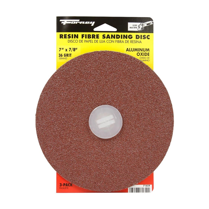 DISC SANDING FIBER, ALUMINUM OXIDE, 7" X 7/8" G-36 (71767) 3-PACK (71654)